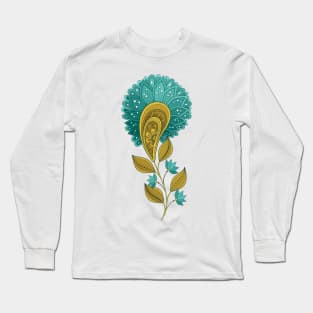 Print with Abstract Flowers Long Sleeve T-Shirt